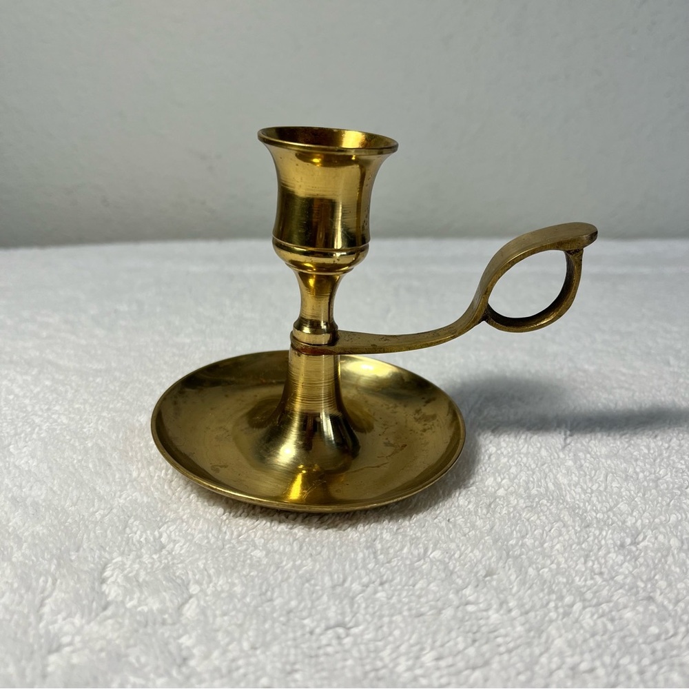 Brass Candle Holder with Finger Loop
